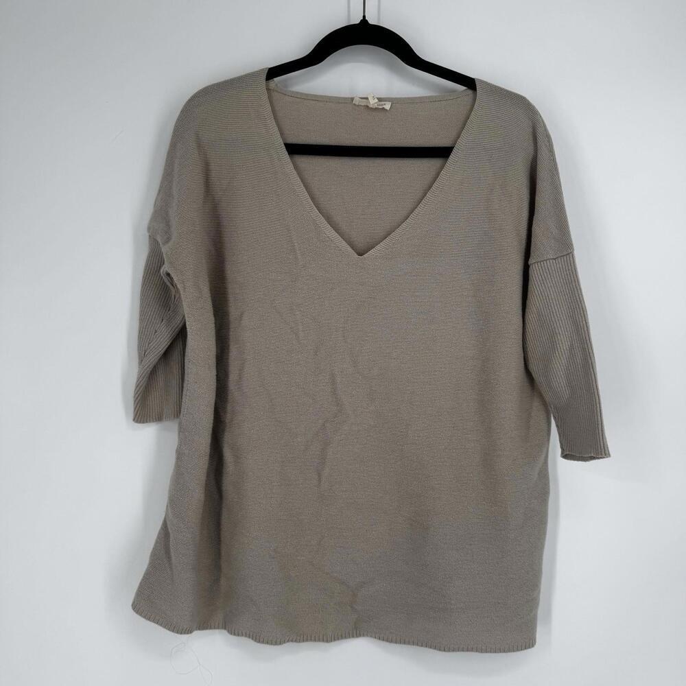 Eileen Fisher  sweater XS beige organic cotton relaxed oversized minimalist fall